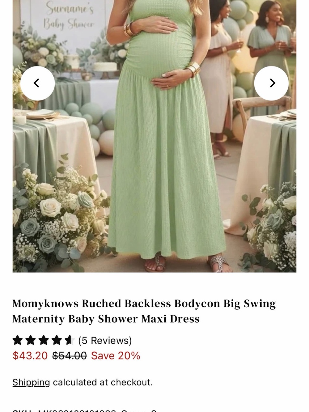 MommyKnows Strapless Maternity Maxi Dress in Sage Green- NEW!!! Never worn